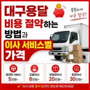 대구용달 비용 절약하는 방법과 이사 서비스별 가격