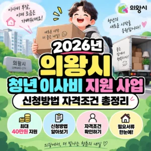 2026년 의왕시 청년 이사비 지원 사업 신청방법 자격조건 총정리