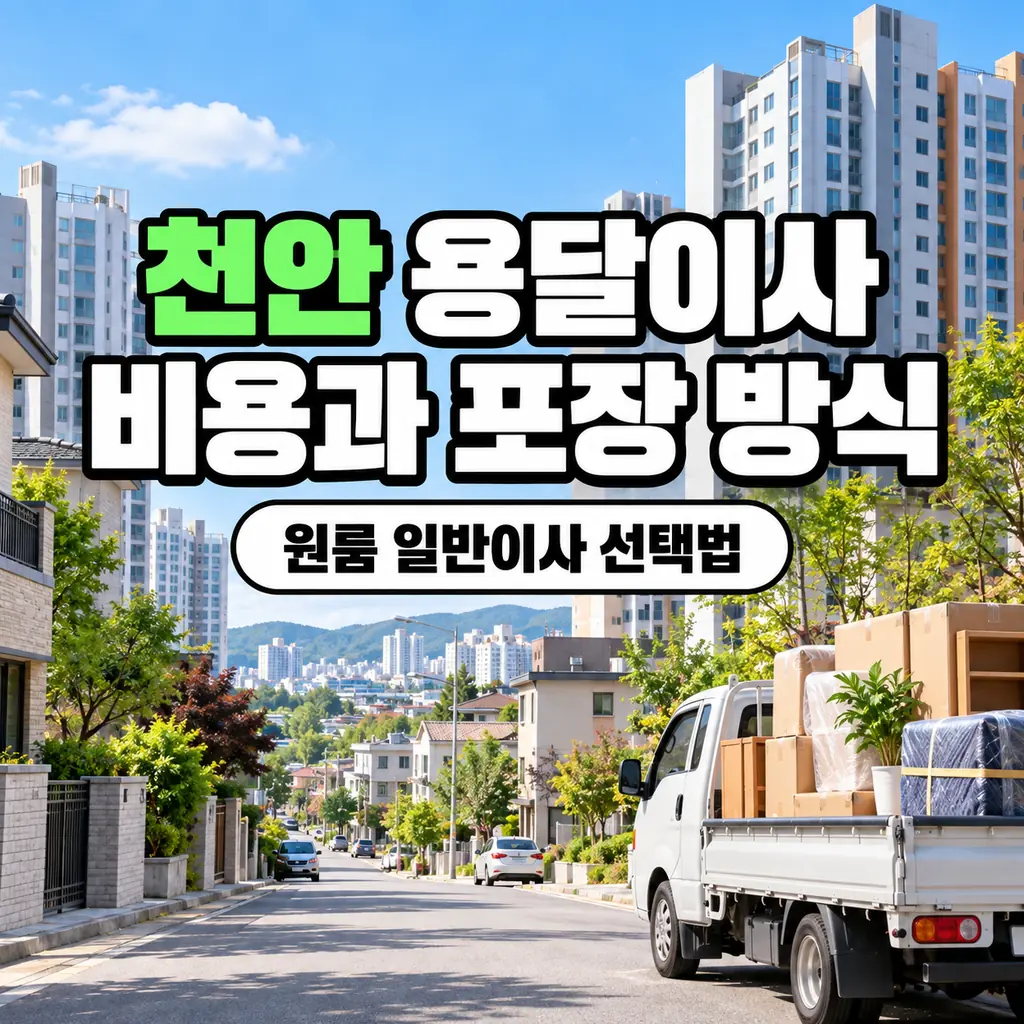 천안 용달이사 비용, 원룸 일반이사와 포장 방식 선택법