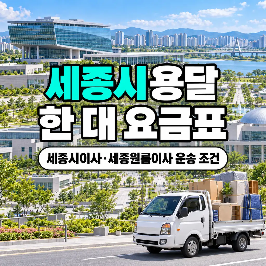 세종시용달 한 대 요금표, 세종시이사·세종원룸이사 운송 조건